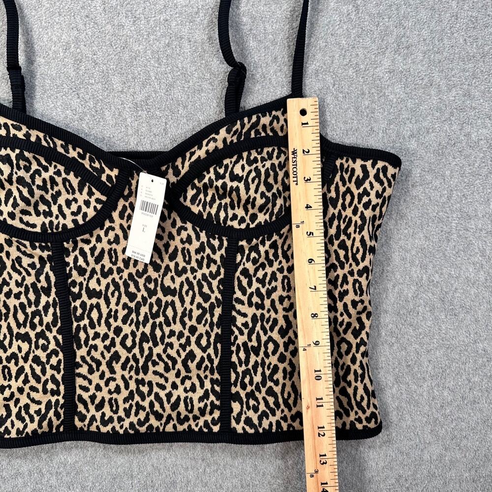 Anthropologie Blue Tassel Corset Cami Top Animal Print Womens Large Cropped New - Picture 4 of 9
